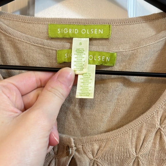 Sigrid Olsen Diamond Pattern Weave Button Down Cardigan Set - Size Small - Picture 6 of 7